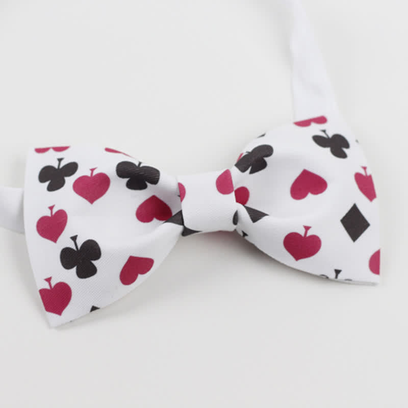 Men's White Poker Playing Cards Bow Tie