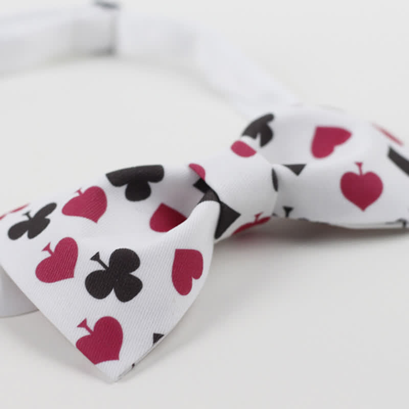 Men's White Poker Playing Cards Bow Tie