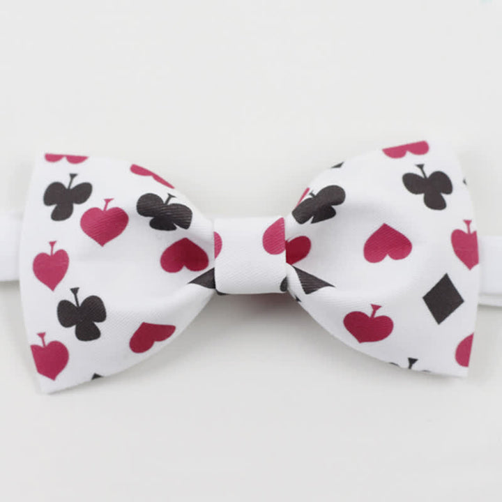 Men's White Poker Playing Cards Bow Tie