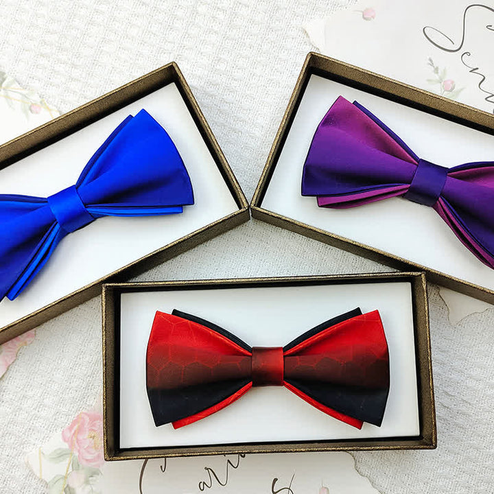 Men's Gradient Colors Double Layers Groom Bow Tie