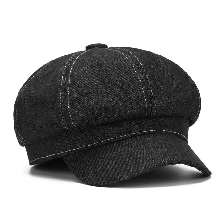 White Line Denim Newsboy Visor Beret Hat