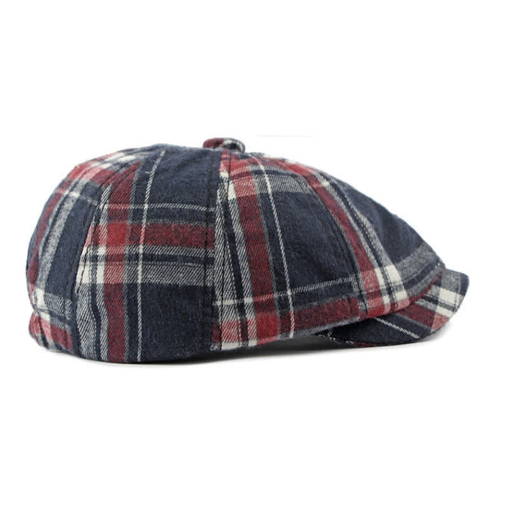 Classic Plaid Octagonal Stylish British Beret Hat