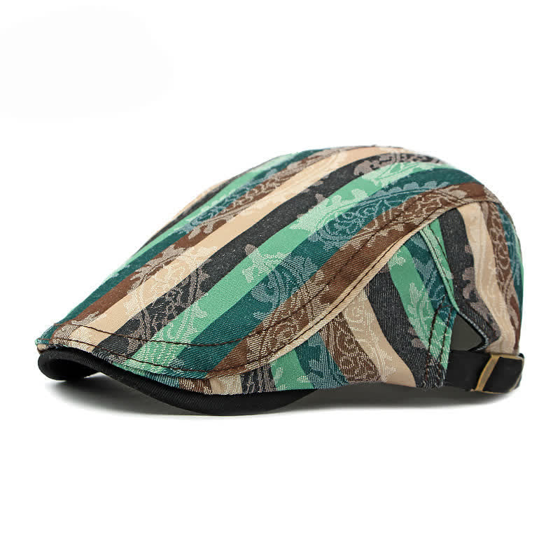 Four Seasons PaIsley Striped Flat Beret Hat - Green - Adjustable (21 5/8"-23 5/8") - image 8
