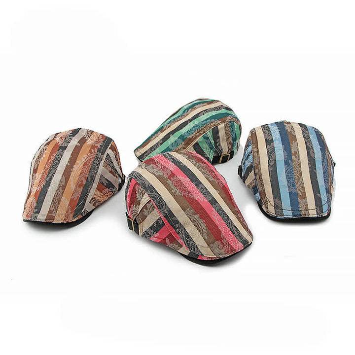 Four Seasons PaIsley Striped Flat Beret Hat