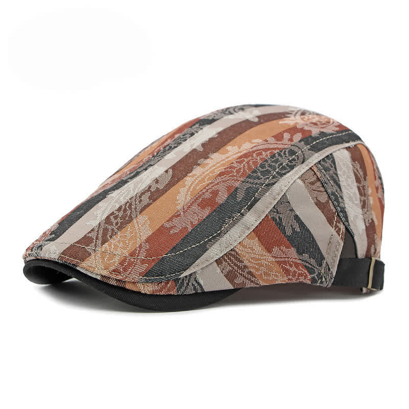 Four Seasons PaIsley Striped Flat Beret Hat - Orange - Adjustable (21 5/8"-23 5/8") - image 0