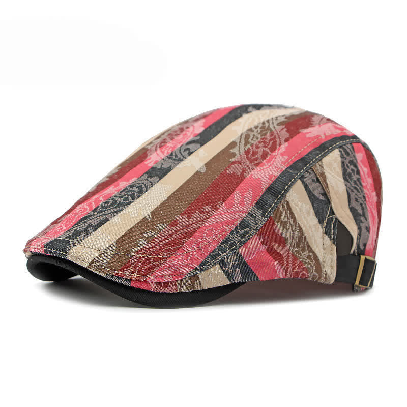 Four Seasons PaIsley Striped Flat Beret Hat