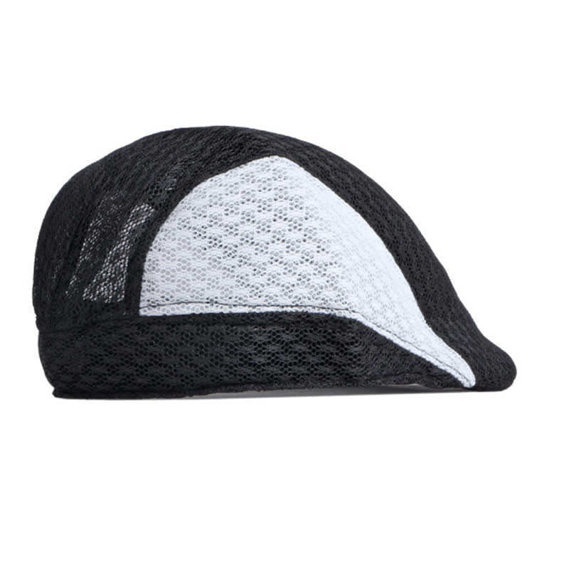 Hollow Out Mesh Summer Black White Flat Beret Hat