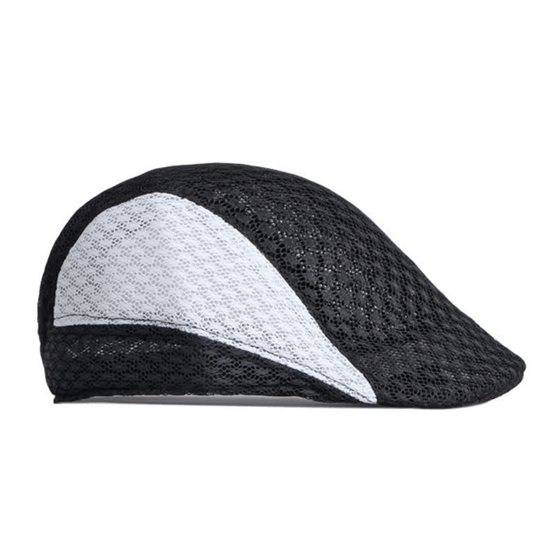 Hollow Out Mesh Summer Black White Flat Beret Hat