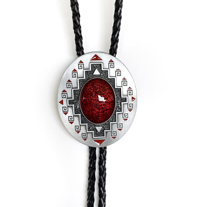 Vintage Ruby Western Indian Totem Bolo Tie