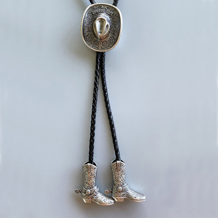 Country Cowboy Life Hat Pendant Bolo Tie