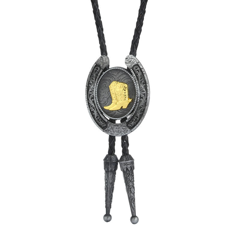 Delicate Animal Two Tone Horseshoe Shape Bolo Tie