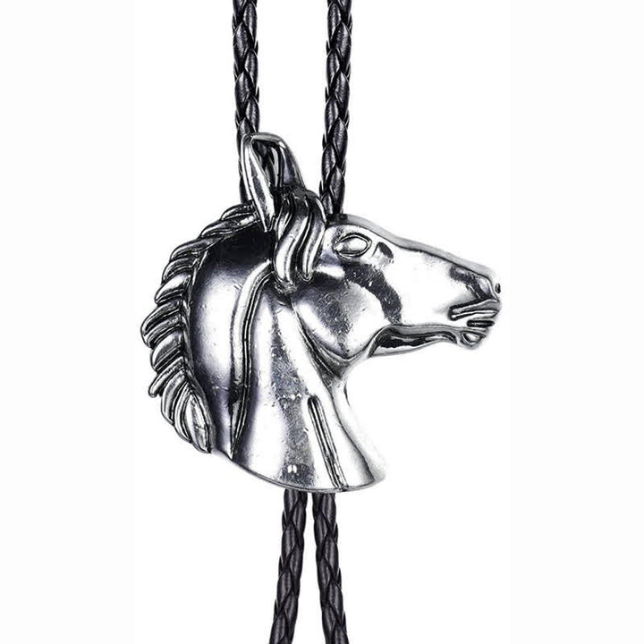 Stereoscopic Horse Head Cowboy Leather Bolo Tie