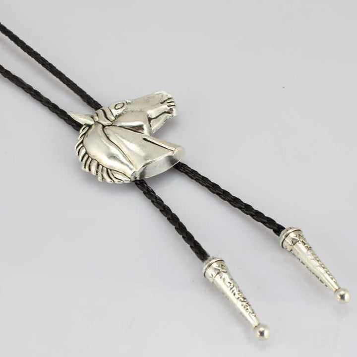 Stereoscopic Horse Head Cowboy Leather Bolo Tie