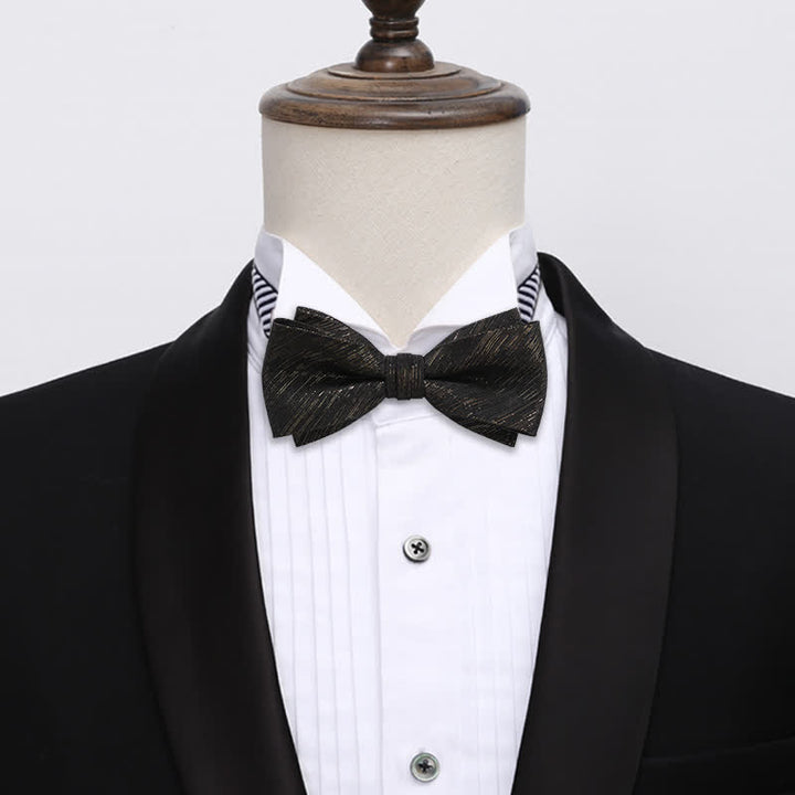 Men's Gold Striped Double Layered Bow Tie