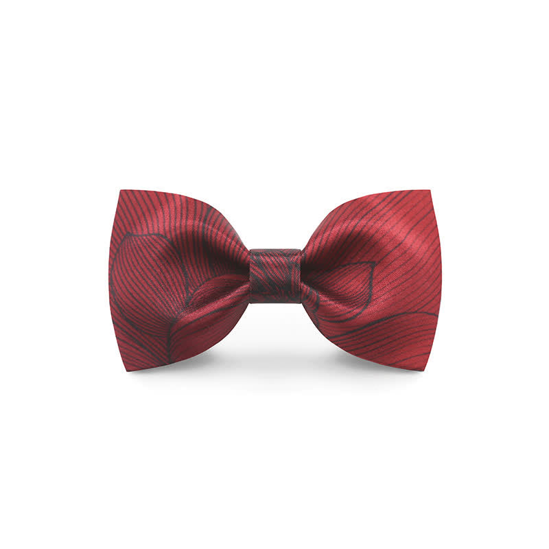 Men's Graceful Red Wave Floral Printed Bow Tie