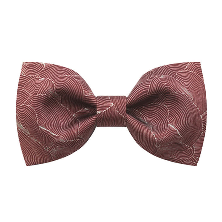 Men's Graceful Red Wave Floral Printed Bow Tie