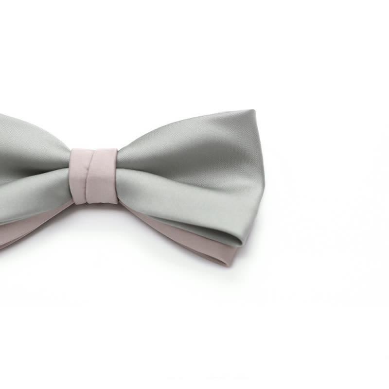 Men's Pale Color Double Layered Wedding Bow Tie