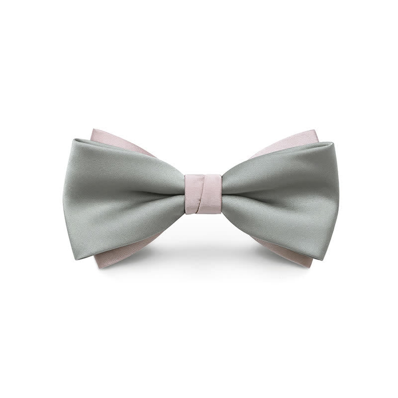 Men's Pale Color Double Layered Wedding Bow Tie