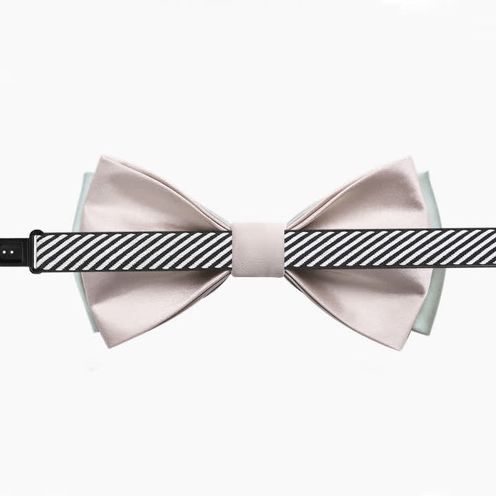 Men's Pale Color Double Layered Wedding Bow Tie