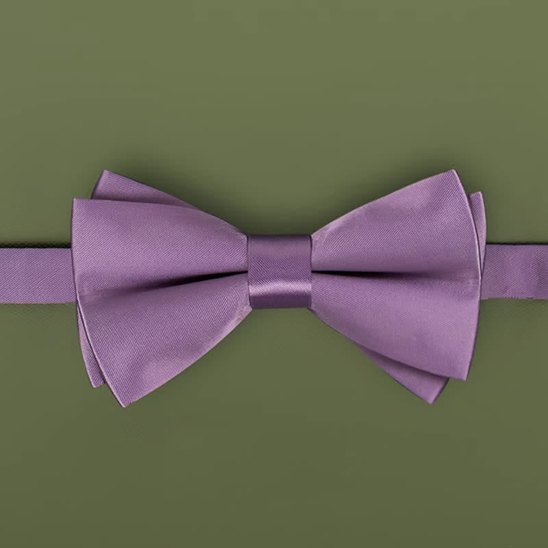 Men's Purple Mercerized Solid Color Bow Tie