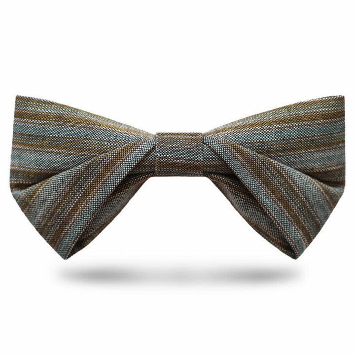 Men's Coffee Green Neutral Striped Bow Tie