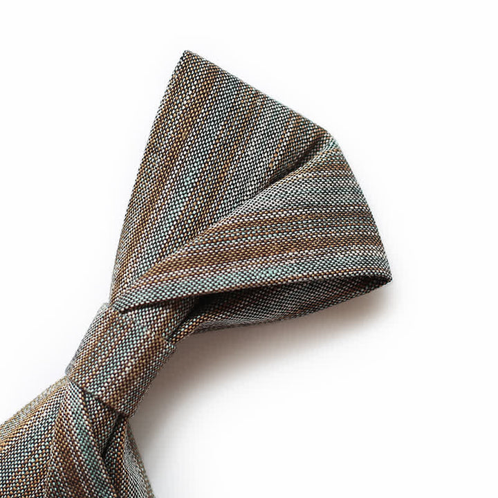 Men's Coffee Green Neutral Striped Bow Tie