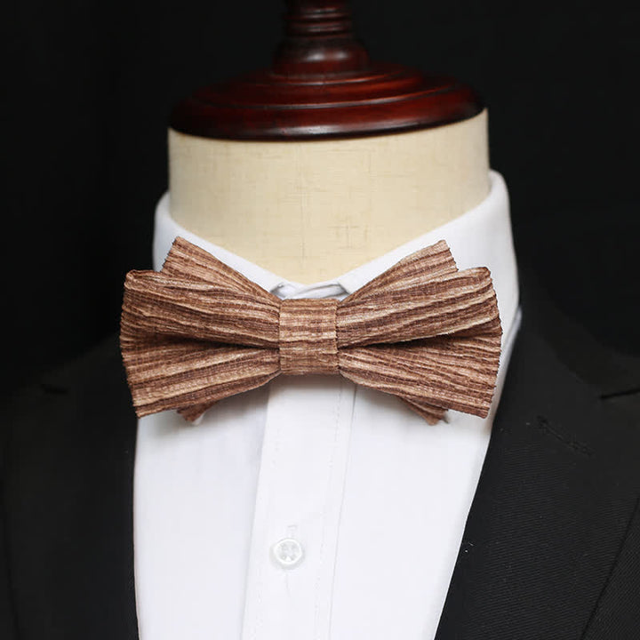 Men's Distinctive Coffee Brown Striped Bow Tie