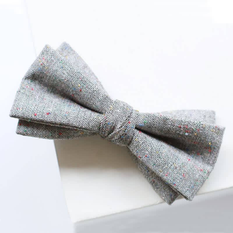 Men's Gray Palette Colorful Dots Linen Bow Tie