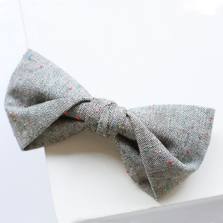 Men's Gray Palette Colorful Dots Linen Bow Tie