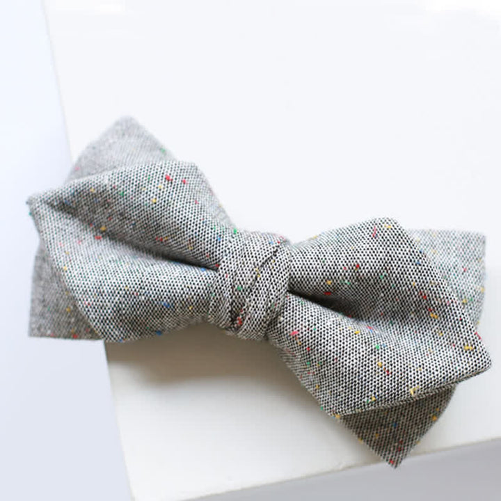 Men's Gray Palette Colorful Dots Linen Bow Tie