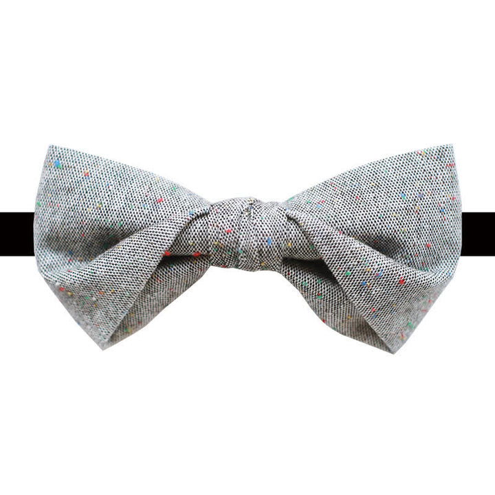 Men's Gray Palette Colorful Dots Linen Bow Tie