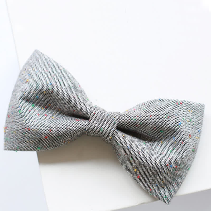 Men's Gray Palette Colorful Dots Linen Bow Tie