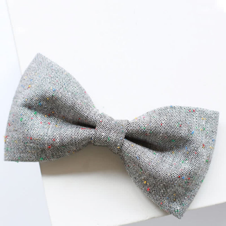 Men's Gray Palette Colorful Dots Linen Bow Tie