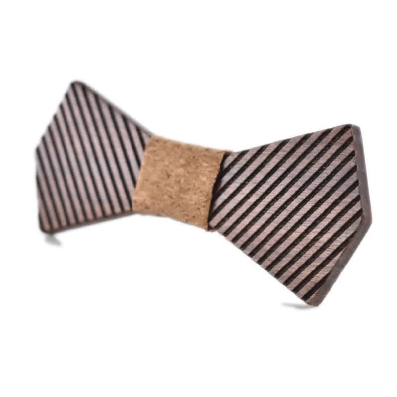 Men's Black Walnut Stylish Striped Wooden Bow Tie