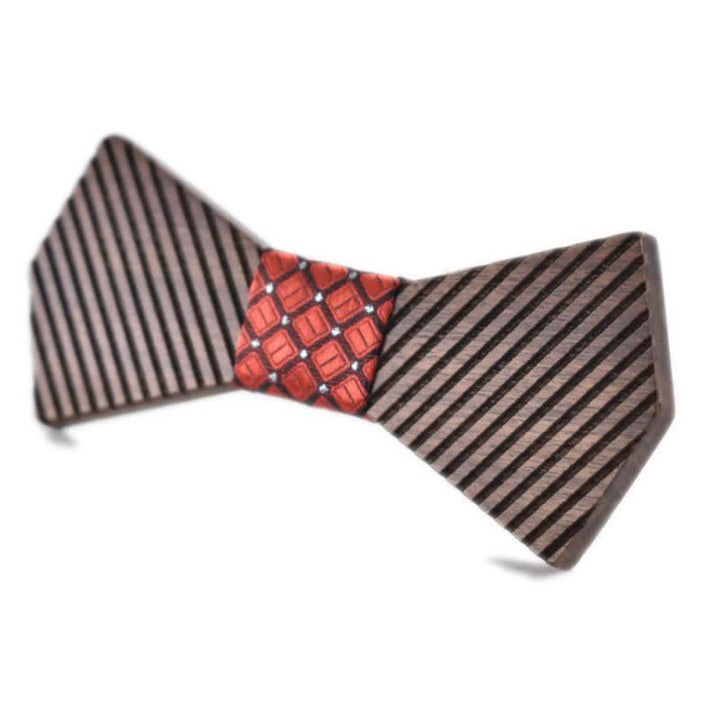 Men's Black Walnut Stylish Striped Wooden Bow Tie