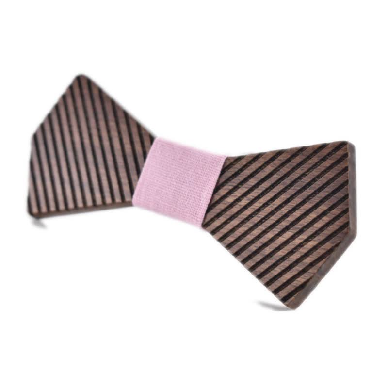 Men's Black Walnut Stylish Striped Wooden Bow Tie