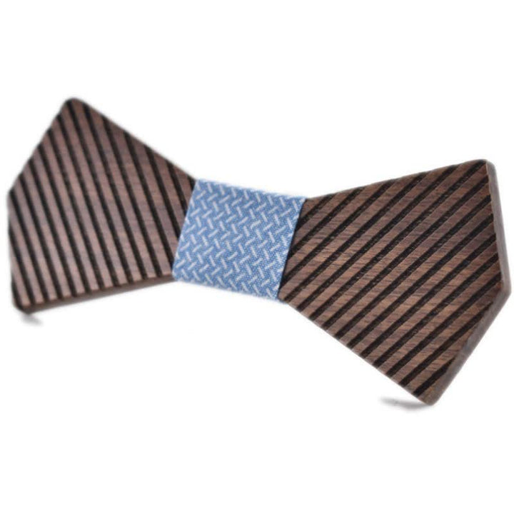 Men's Black Walnut Stylish Striped Wooden Bow Tie