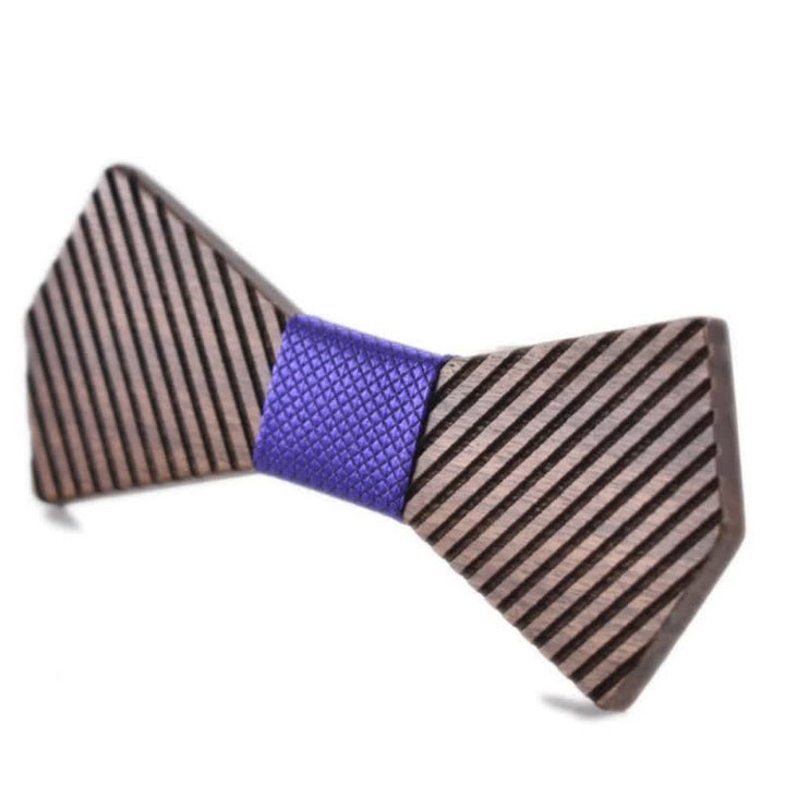 Men's Black Walnut Stylish Striped Wooden Bow Tie