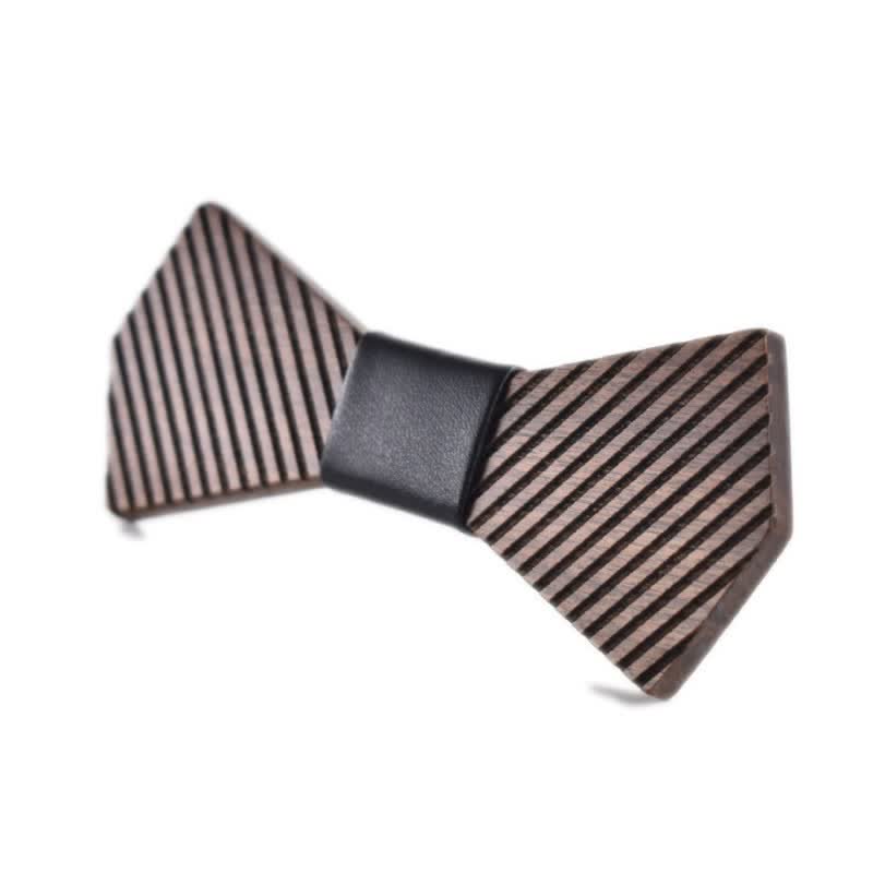 Men's Black Walnut Stylish Striped Wooden Bow Tie