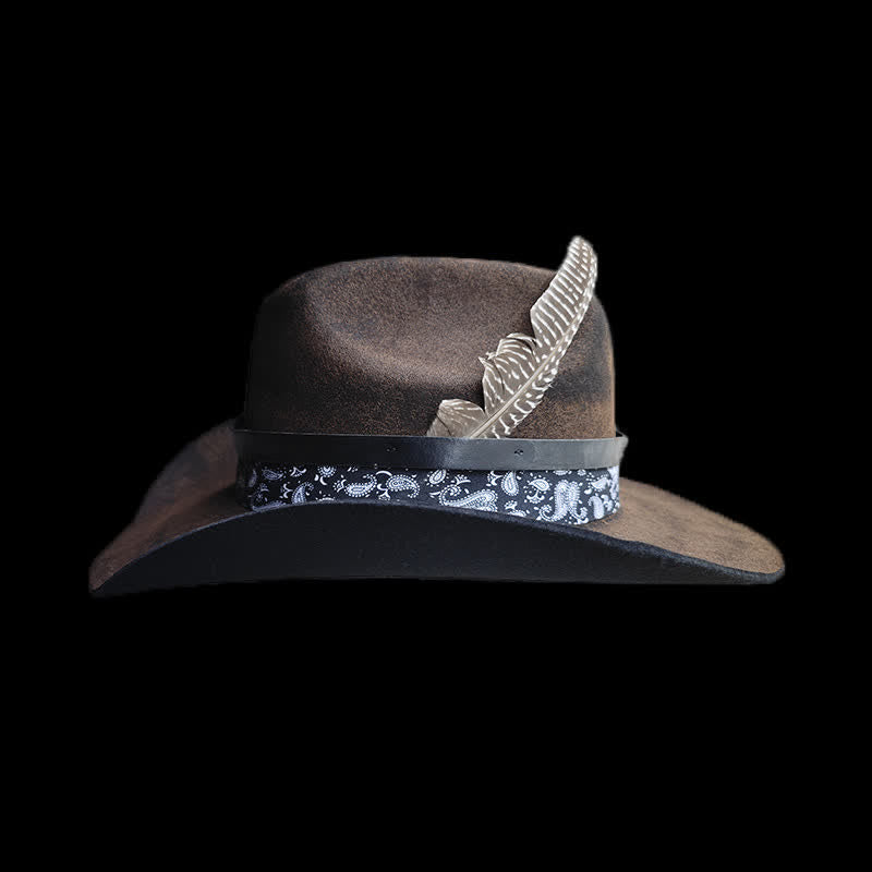 Rock Star Paisley Feather Wool Cowboy Hat