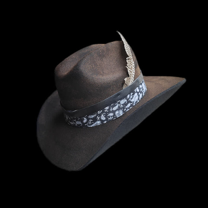 Rock Star Paisley Feather Wool Cowboy Hat