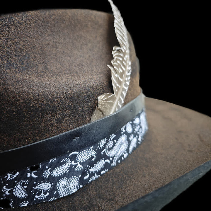 Rock Star Paisley Feather Wool Cowboy Hat