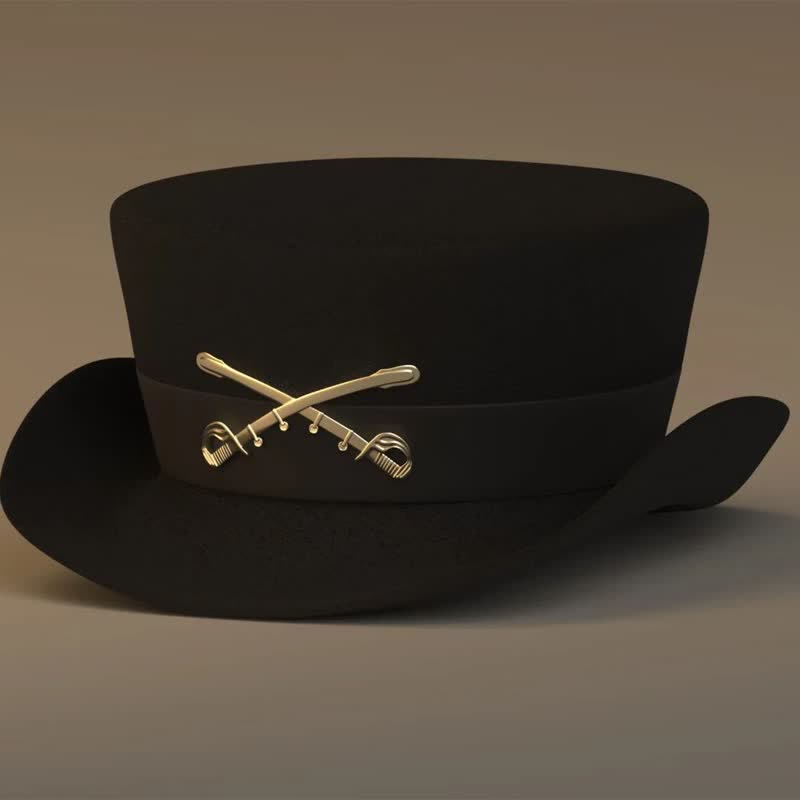 Golden Cavalry Decor Flat Top Wool Cowboy Hat