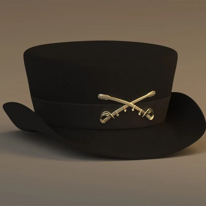 Golden Cavalry Decor Flat Top Wool Cowboy Hat