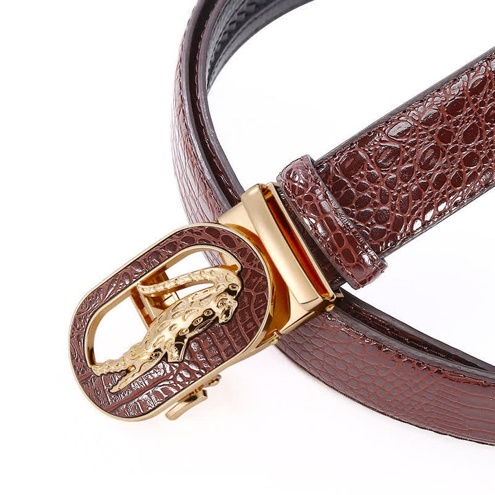 Men's Hollow Out Crocodile Automatic Buckle Leather Belt