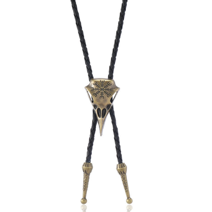 Viking Long-Billed Bird Skull Pendant Bolo Tie