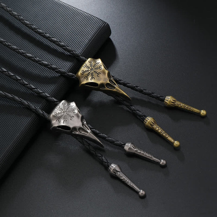 Viking Long-Billed Bird Skull Pendant Bolo Tie