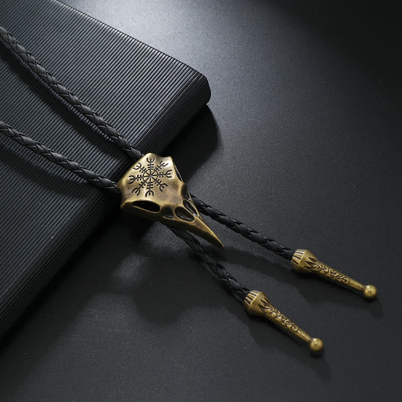 Viking Long-Billed Bird Skull Pendant Bolo Tie - Antique Bronze - image 1