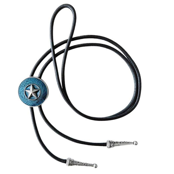 Stylish Five-Pointed Star Blue Glaze Bolo Tie