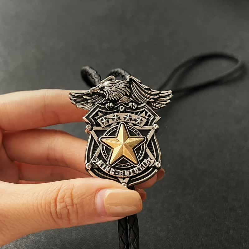 Eagle & Star Western Personalized Bolo Tie